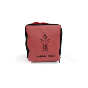 red leather bukhoor gift bag from burhani hadaya